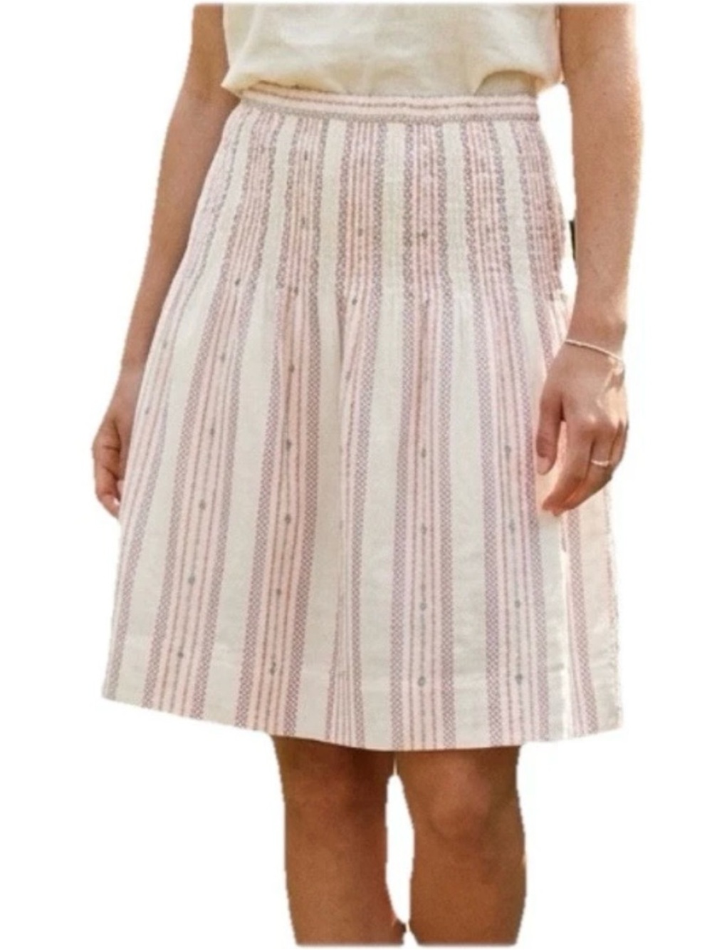Eddie Bauer Women’s Pink/white Striped Delicate Cotton Skirt Size 12